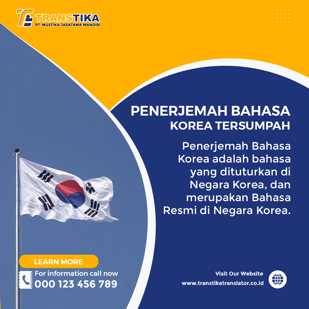 Penerjemah Bahasa Korea Tersumpah TRANSTIKA Translator, Sworn